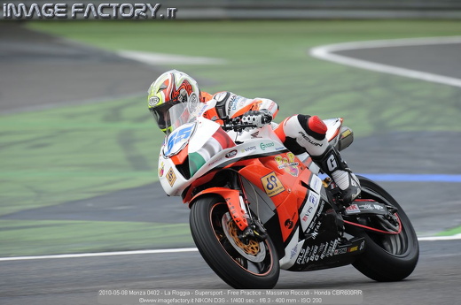 2010-05-08 Monza 0402 - La Roggia - Supersport - Free Practice - Massimo Roccoli - Honda CBR600RR